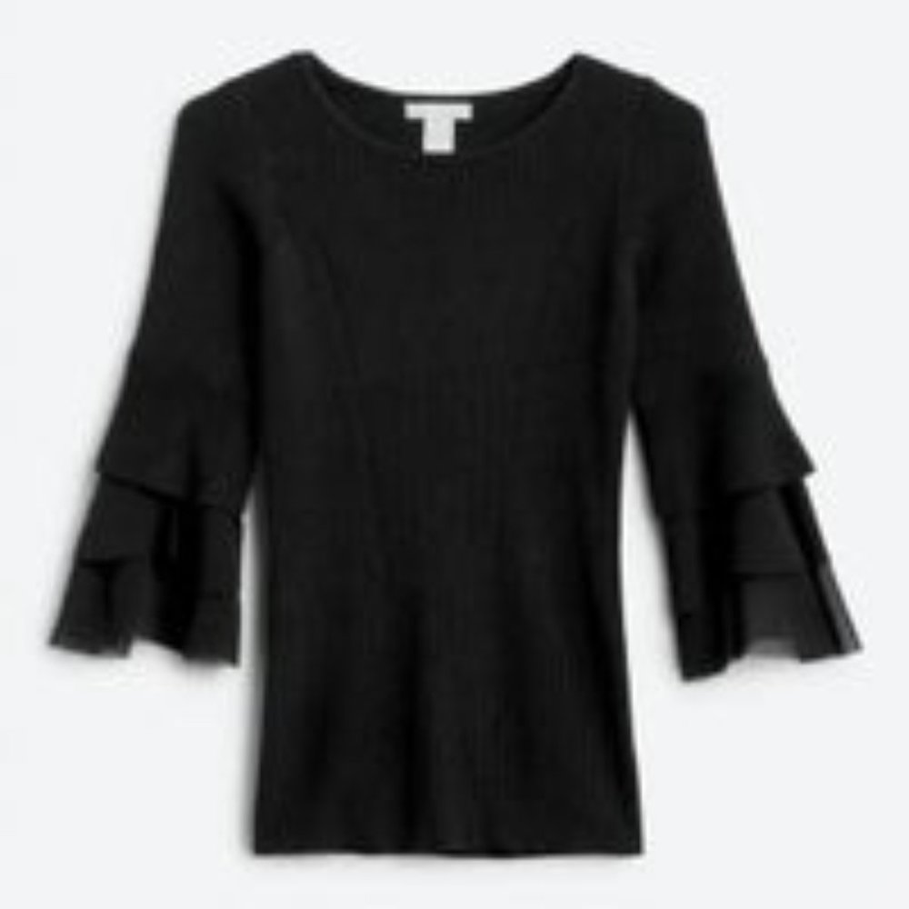 Design History Ethelda Ruffle Bell Sleeve Pullover Sweater XL